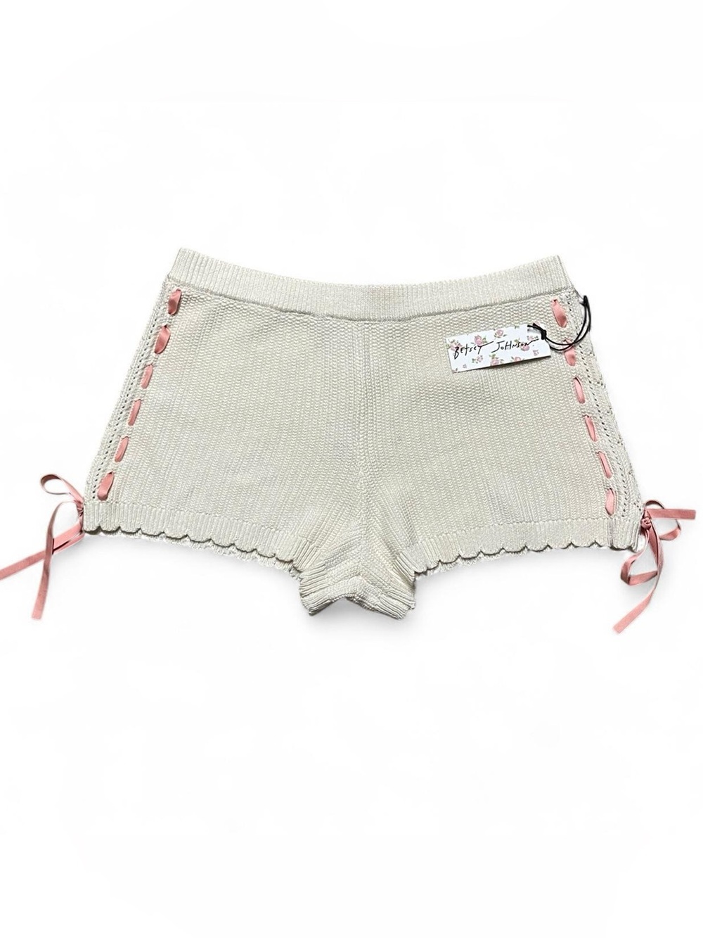 Betsey Johnson X Forever 21 Pointelle Knit Ribbon Shorts Women’s size Large